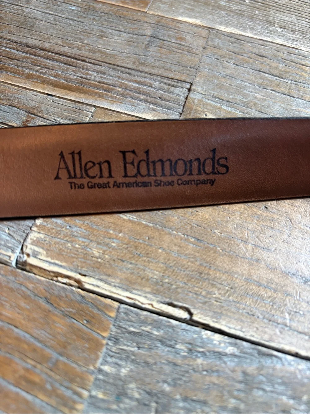 Allen Edmunds Polished Cobber Black Leather Belt